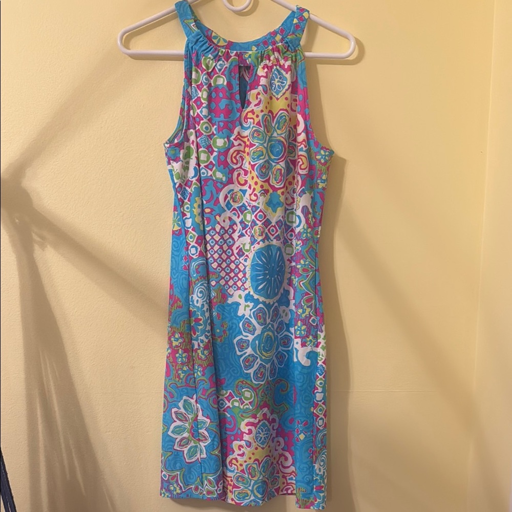 Jude Connally Blue and Purple Halter Sundress